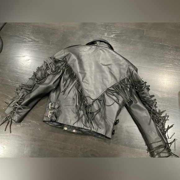 MENS VINTAGE CHIA FRINGE LEATHER JACKET - Picture 15 of 16